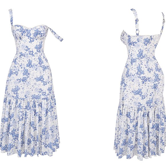 HOUSE OF CB 'Elia' Blue Print Midi Sundress NWOT - Picture 11 of 11